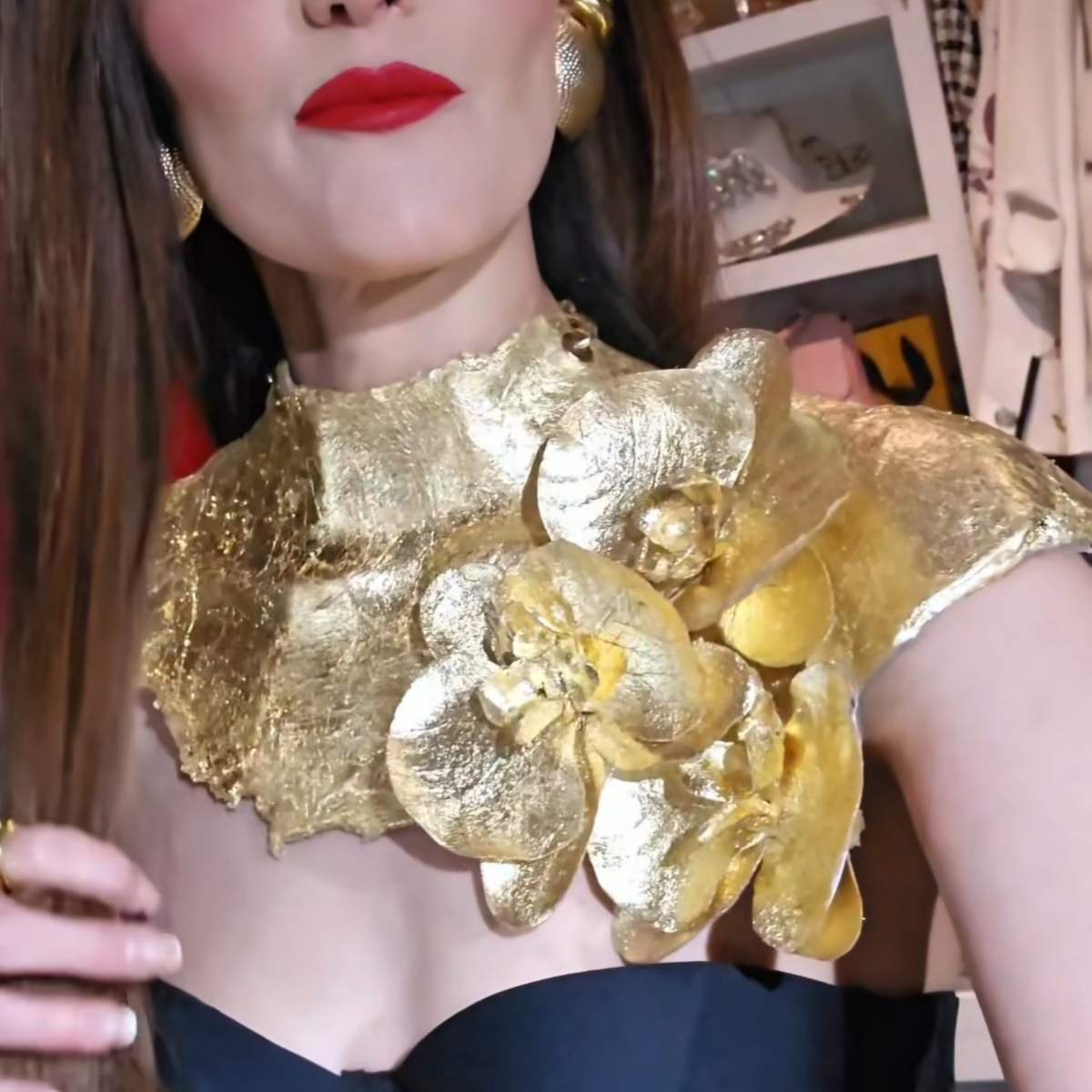 Collar con Orquídeas flexible Atenea Dorado