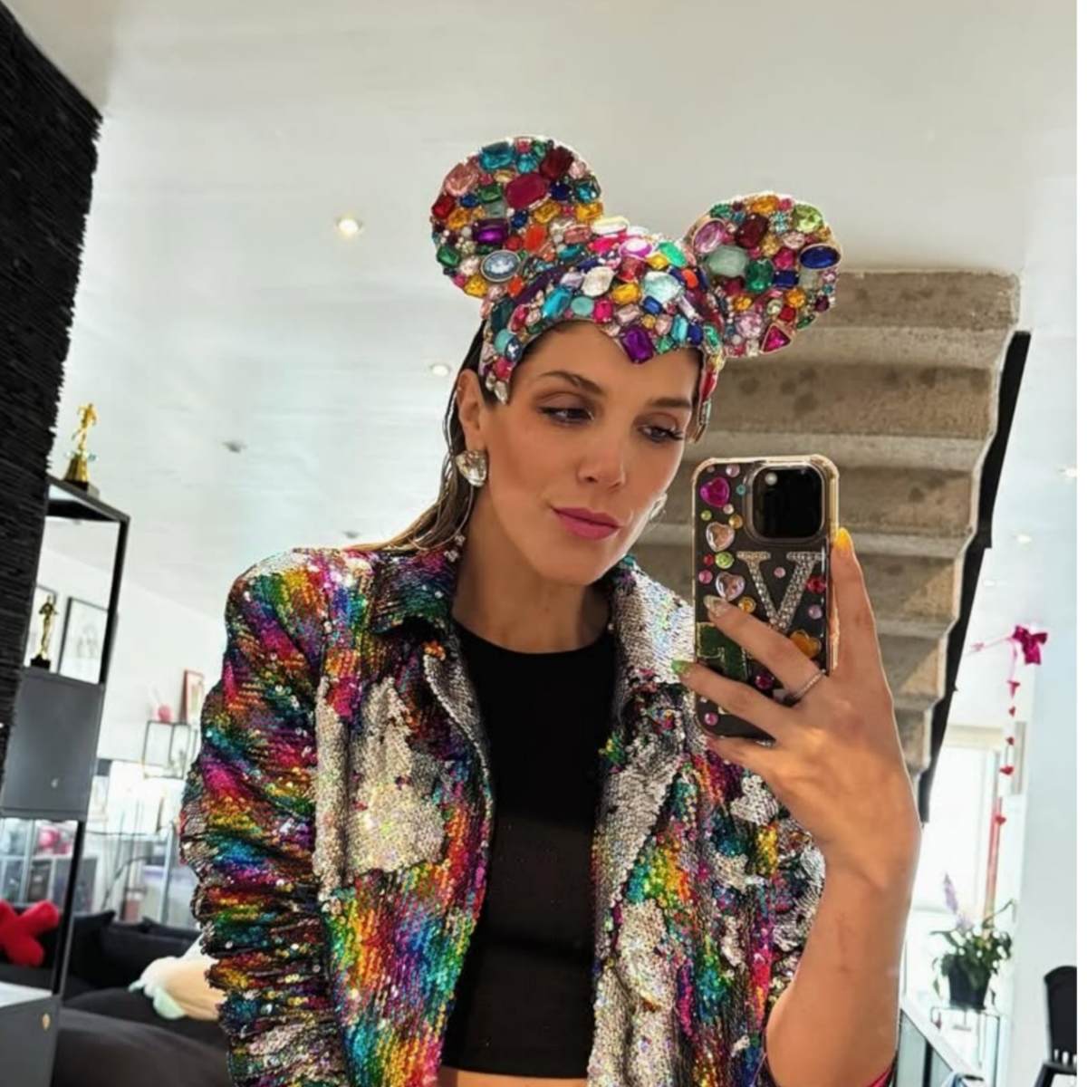 Diadema Orejas Mickey Minnie Cristales