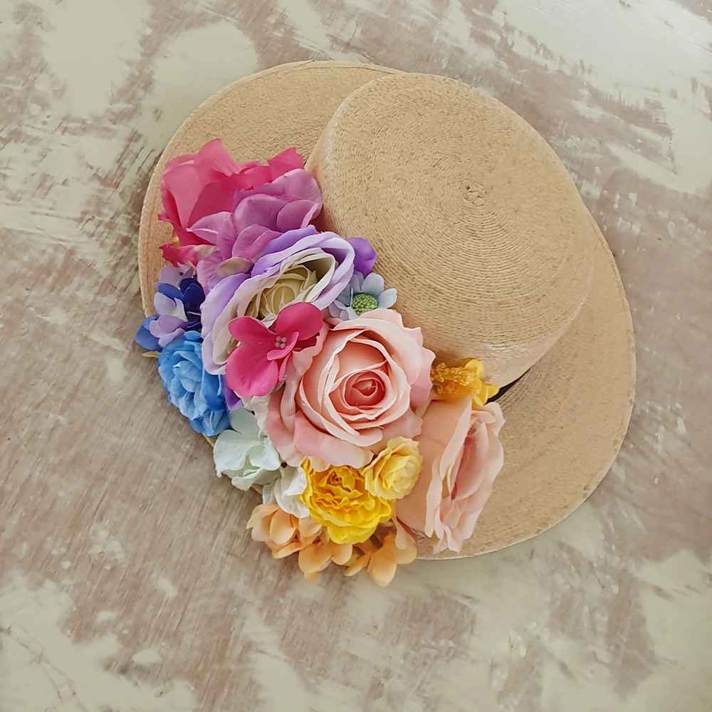 Sombrero Cordobés Scarlett palma fina flores