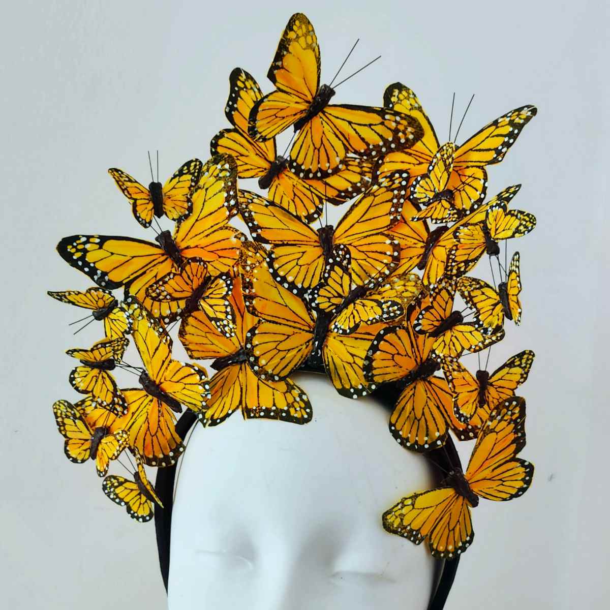 Corona Flores Monarca Tocado Catrina Mariposas Amarillo