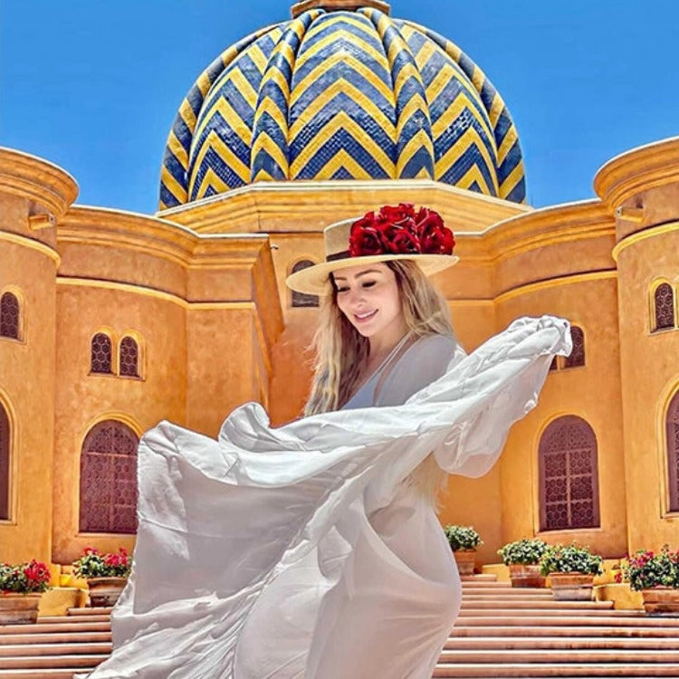 Sombrero Cordobés Scarlett palma fina flores