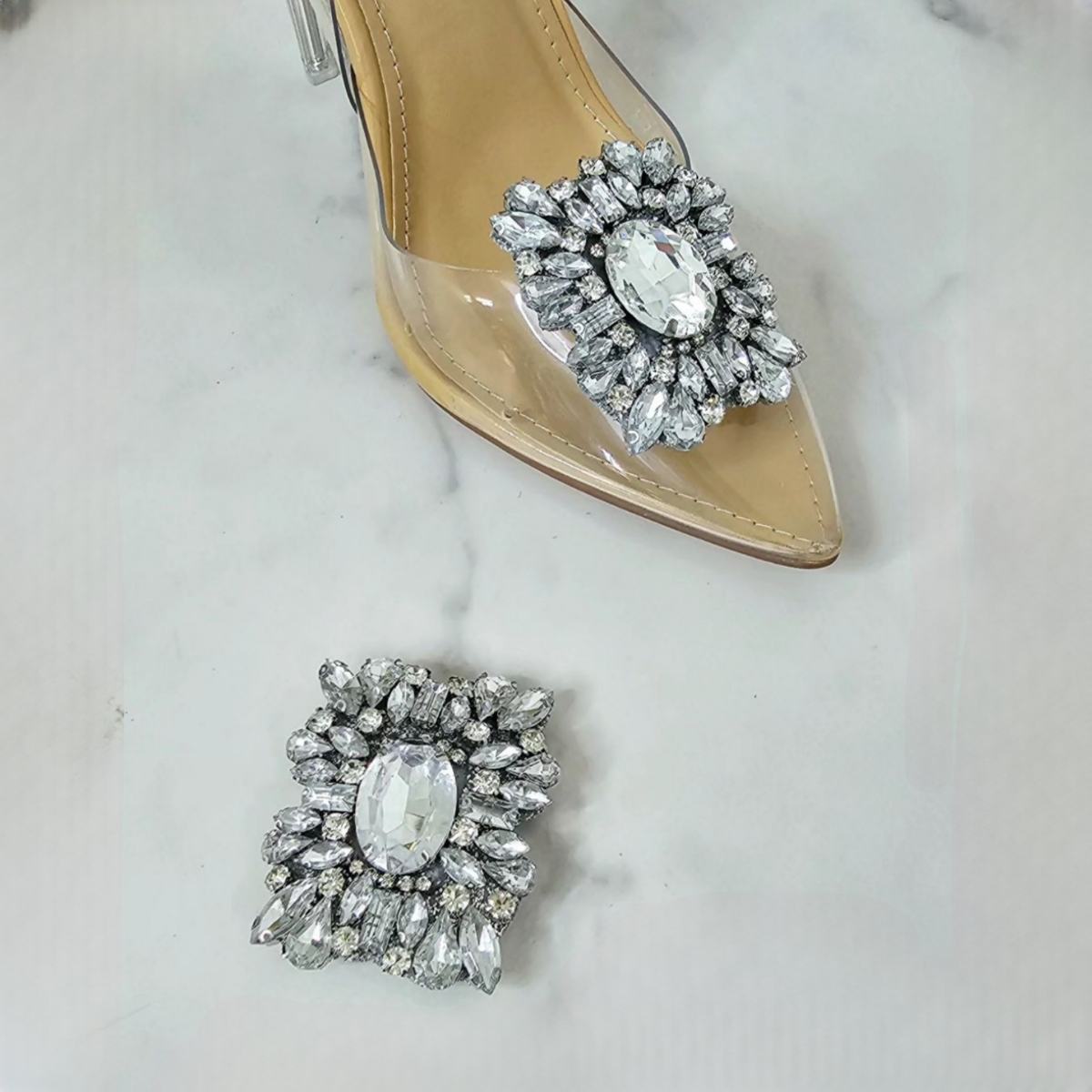Add-Ons clips para Zapatos Medallón Cristales plata