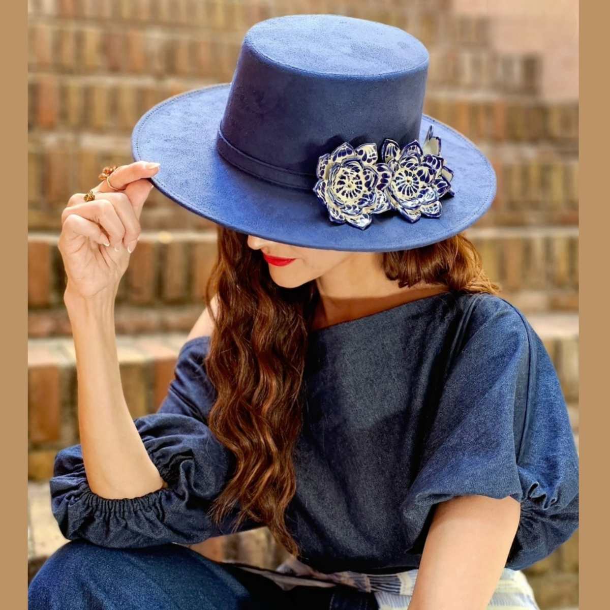 Sombrero Talavera Azul Gamuza