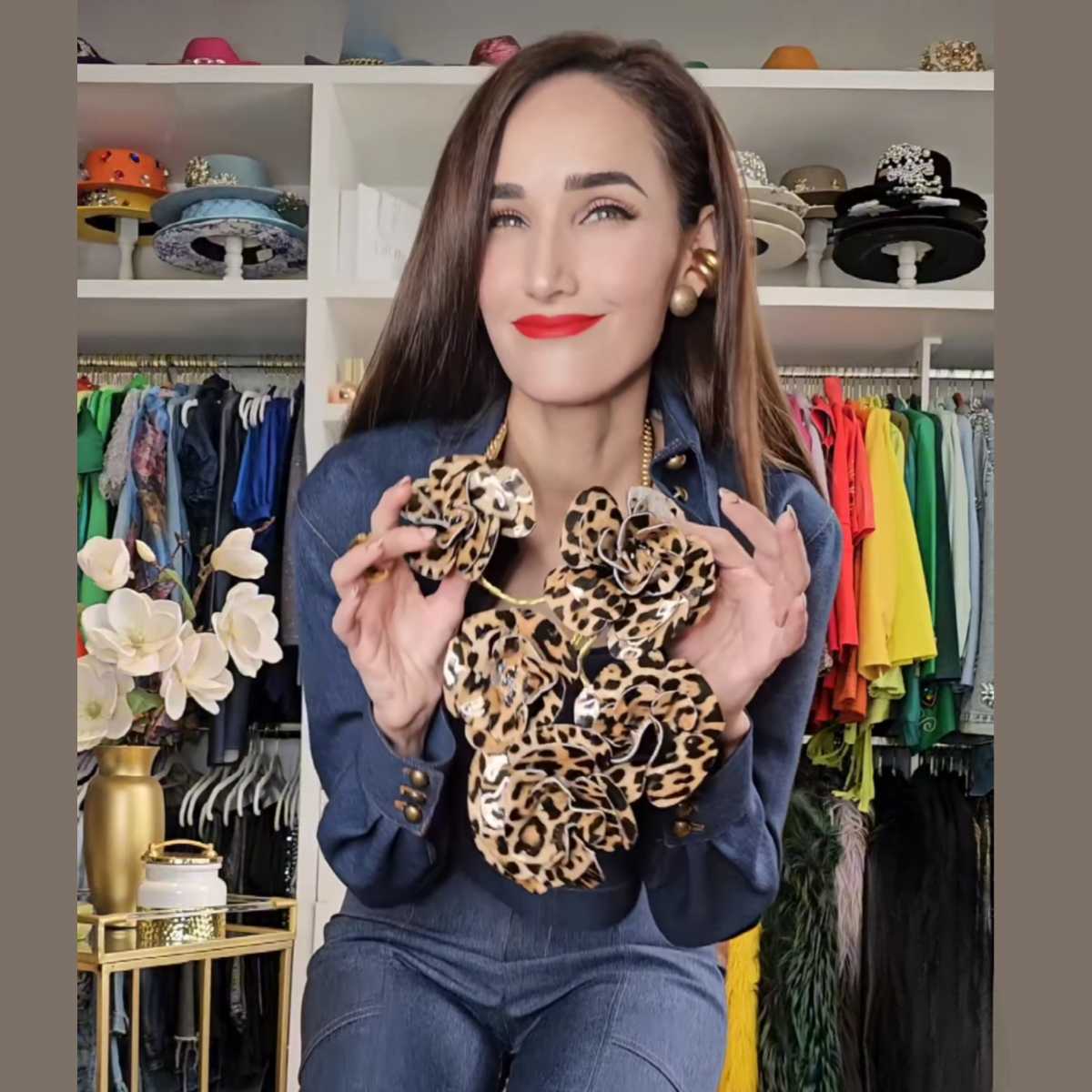 Collar Rosas Helena Leopardo