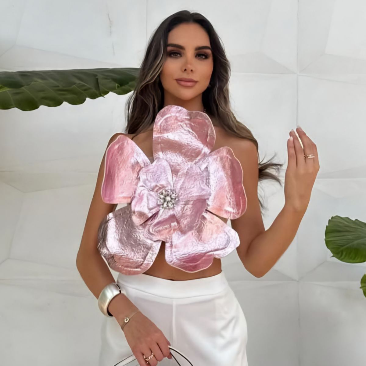 Top Flor Chris Vinipiel Menta Pastel