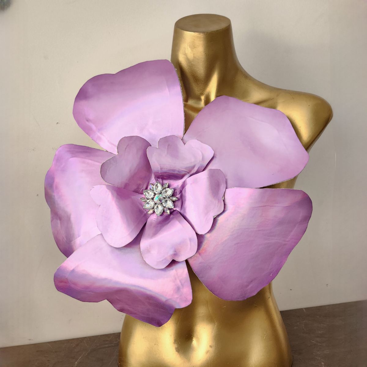Top Flor Chris Vinipiel Rosa metálico