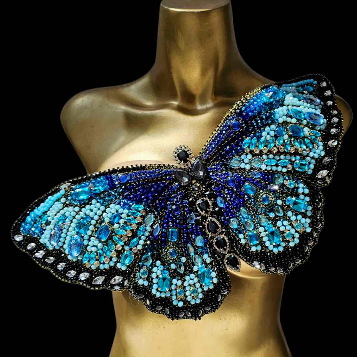 Top Monarca Mariposa Prendedor Azul