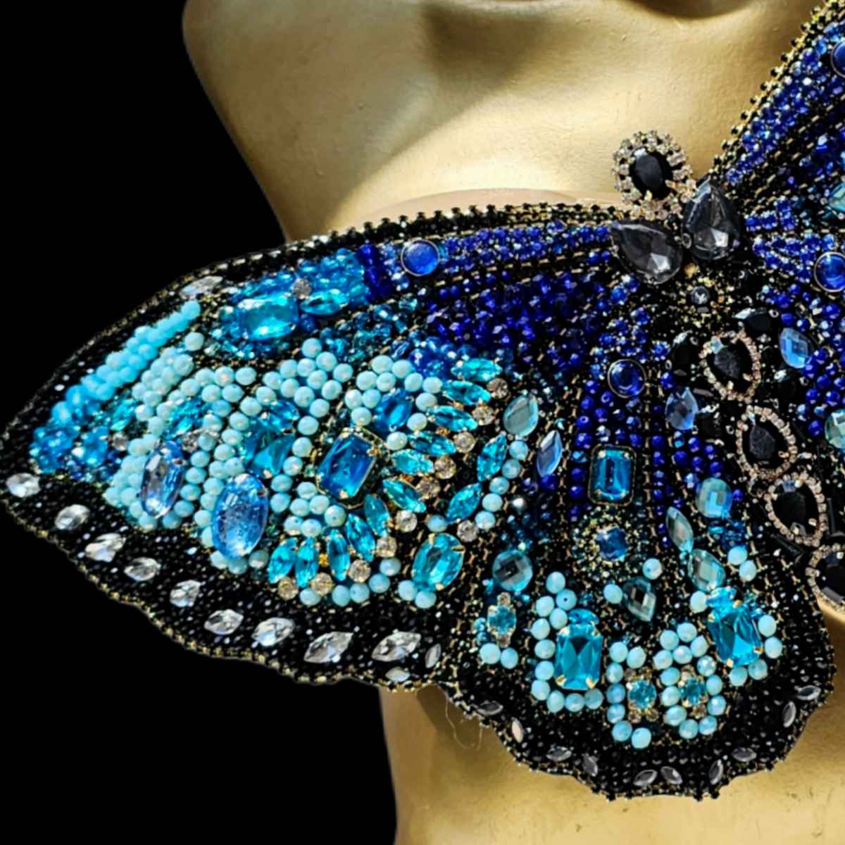 Top Monarca Mariposa Prendedor Azul