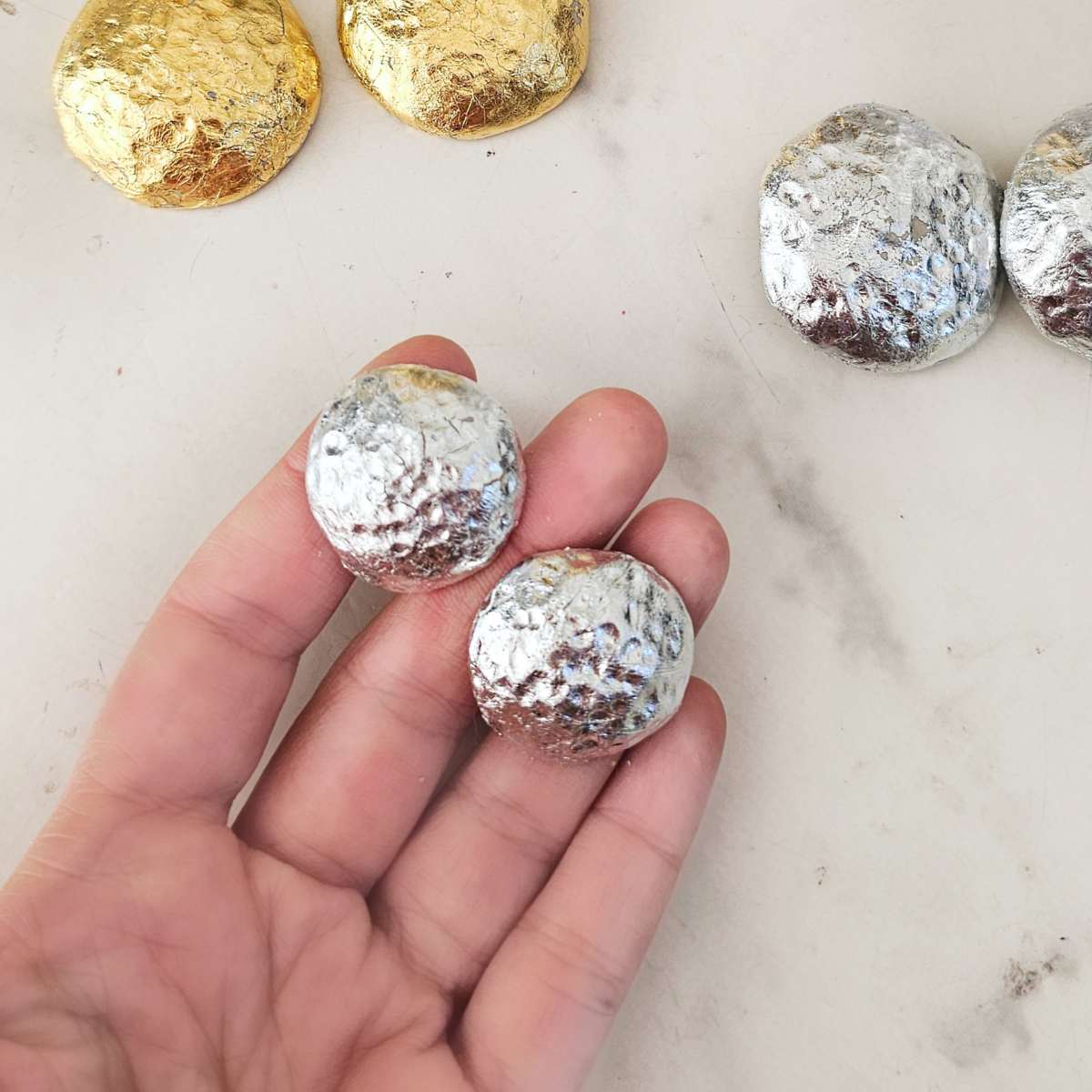 Aretes Mina efecto Martillado Plata Chicos